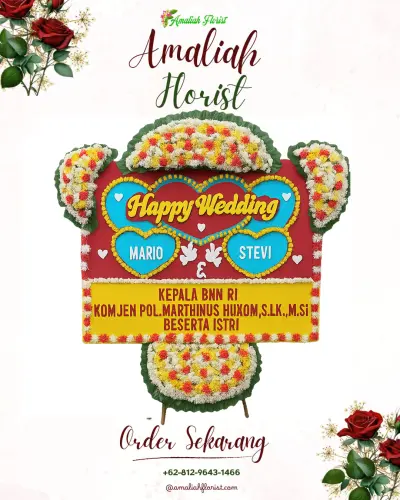 Karangan Papan Bunga Pernikahan di Melinggih